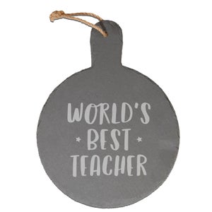 World's Best Teacher Engraved Slate Cheese Board
