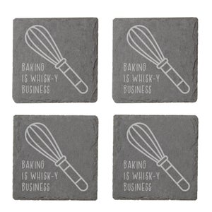 Baking Is Whisk-y Business Engraved Slate Coaster Set