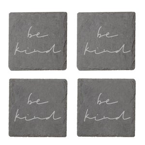 Be Kind Engraved Slate Coaster Set