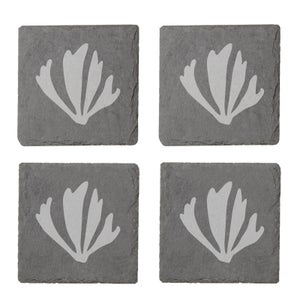 Coral Shapes Engraved Slate Coaster Set