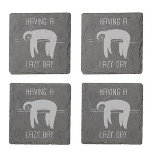 Have A Lazy Day Engraved Slate Coaster Set