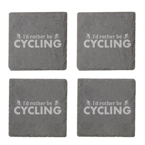 I'd Rather Be Cycling Engraved Slate Coaster Set