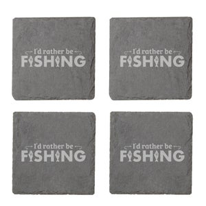 I'd Rather Be Fishing Engraved Slate Coaster Set