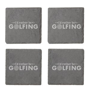 I'd Rather Be Golfing Engraved Slate Coaster Set