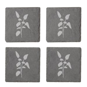 Leaves Engraved Slate Coaster Set