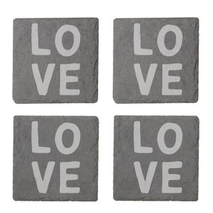 Love Engraved Slate Coaster Set