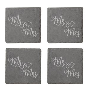 Mr & Mrs Engraved Slate Coaster Set