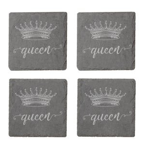 Queen Engraved Slate Coaster Set