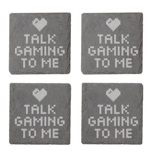 Talk Gaming To Me Engraved Slate Coaster Set