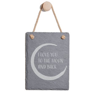 I Love You To The Moon And Back Engraved Slate Memo Board - Portrait