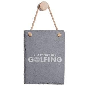 I'd Rather Be Golfing Engraved Slate Memo Board - Portrait