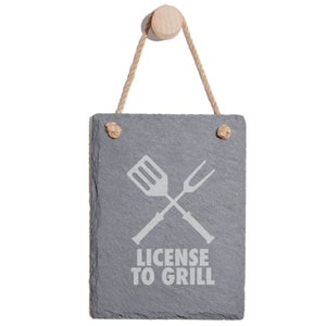 License To Grill Engraved Slate Memo Board - Portrait