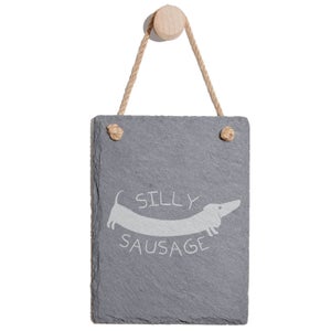 Silly Sausage Engraved Slate Memo Board - Portrait