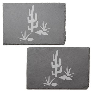 Cactus Scene Engraved Slate Placemat - Set of 2