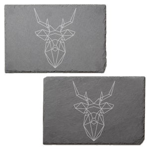 Geometric Stag Engraved Slate Placemat - Set of 2