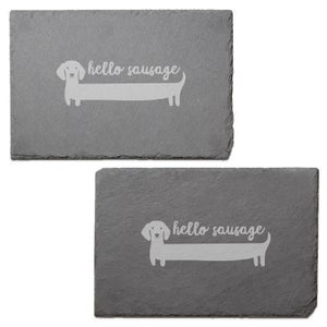 Hello Sausage Engraved Slate Placemat - Set of 2