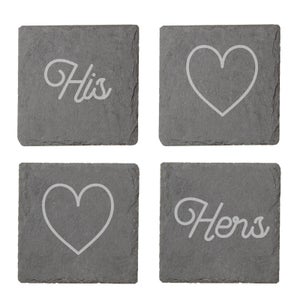 His and Hers Engraved Slate Coaster Set