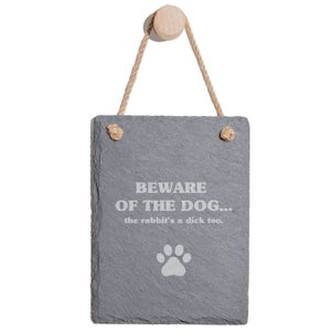 Beware Of The Dog Engraved Slate Memo Board - Portrait