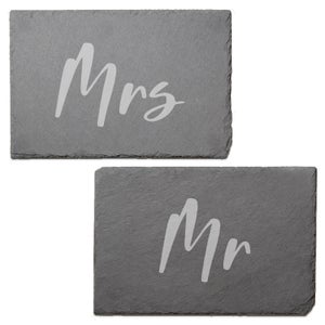 Mr and MRS Engraved Slate Placemat - Set of 2