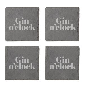 Gin O'Clock Engraved Slate Coaster Set