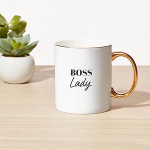 Boss Lady Bone China Gold Handle Mug