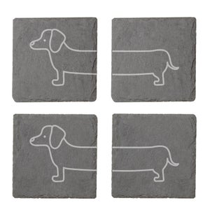 Sausage Dog Engraved Slate Coaster Set