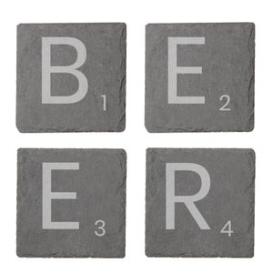 Beer Engraved Slate Coaster Set