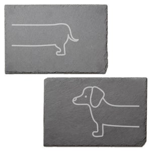Sausage Dog Engraved Slate Placemat - Set of 2