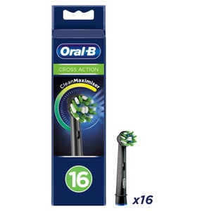 Oral-B CrossAction Opzetborstels - Zwart, Verpakking 16-Pak