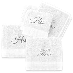 His & Hers Cotton Embroidered Towel Bale - White
