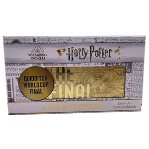 Replica biglietto Coppa del Mondo di Quidditch Harry Potter placcato in oro 24K - Esclusiva Zavvi