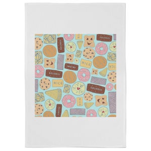 Snowtap Colourful Biscuits Cotton Tea Towel - White