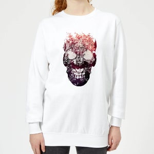Ikiiki Floral Skull Women's Sweatshirt - White