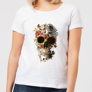Ikiiki Floral Skull Women's T-Shirt - White