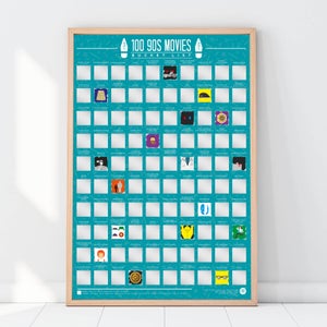 100 90's Movies Bucket List Scratch Poster