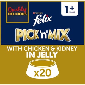 Felix Doubly Delicious Adult Wet Cat Food with Chicken & Kidney in Jelly 20x100g