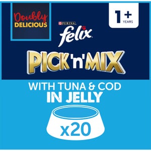 Felix Doubly Delicious Adult Wet Cat Food with Cod & Tuna in Jelly 20x100g