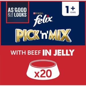 Felix As Good As Is Looks Adult Wet Cat Food with Beef in Jelly 20x100g