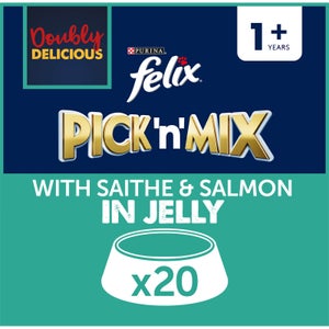 Felix Doubly Delicious Adult Wet Cat Food with Salmon & Saithe in Jelly 20x100g
