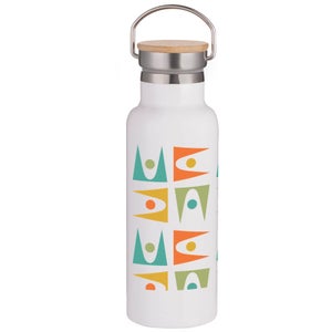Retro Shapes Portable Insulated Water Bottle - White
