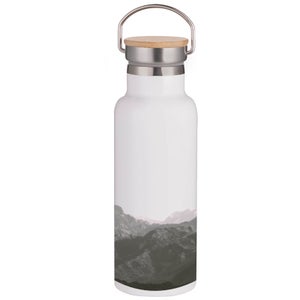Greyscale Mountains Portable Insulated Water Bottle - White