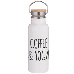 Coffee & Yoga Portable Insulated Water Bottle - White