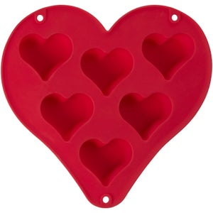 Mimo Heart Shaped 6 Baking Mould - Red Silicone