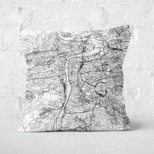 Prague City Map Square Cushion