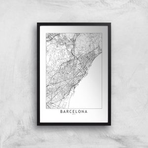 Barcelona Light City Map Giclee Art Print