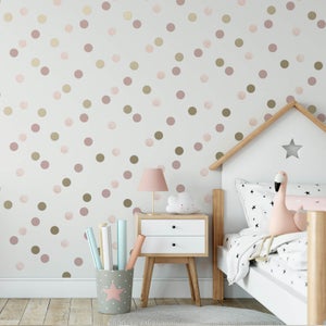 Superfresco Easy Pink/Gold Dotty Polka Wallpaper