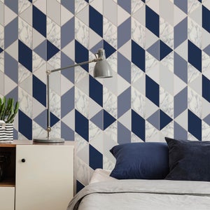 Sublime Navy Marble Geometric Wallpaper