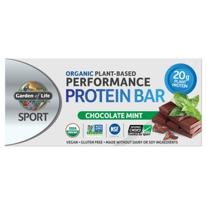 Barrita de proteína vegetal Sport Organic de Garden of Life - Chocolate con menta - 12 barritas