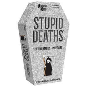 Stupid Deaths Kartenspiel in Blechbehälter in Sargform