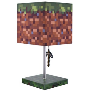 Minecraft 3D Puller Green Creeper And Grass Block Desk Lamp 14 Inch